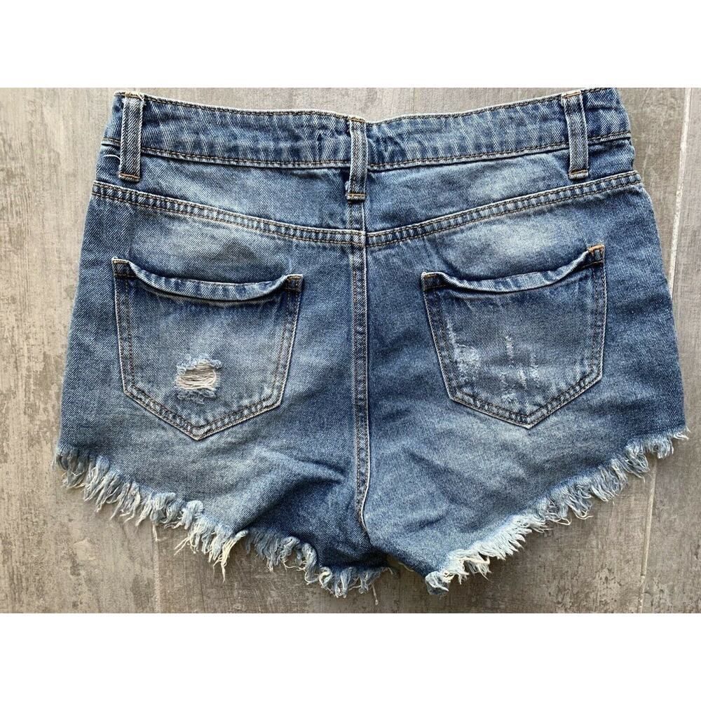 Summer Beach Soft Denim Jean Cut Off Shorts Distressed Medium Light Wash Size 27 - Picture 3 of 8